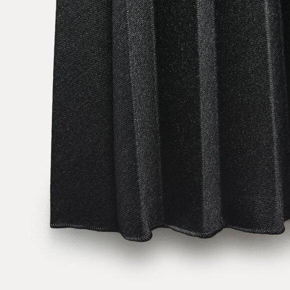 NWT ZARA PLEATED MIDI SKIRT ZW COLLECTION ANTHRACITE GRAY - Picture 9 of 10